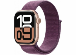 Apple Watch Series 10 GPS + Cellular, 42mm pouzdro z růžového zlatého hliníku se sportovním řemínkem Ripe Plum