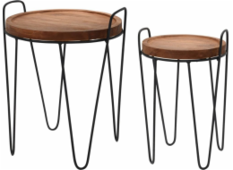 Home Styling Collection Kolekce bytového stylingu Teakové konferenční stolky, sada 2 kusů, kovový rám