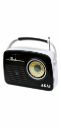 Rádio AKAI, APR-11 BLACK, retro, AM/FM rádio, USB, SD karta, 1,5 W