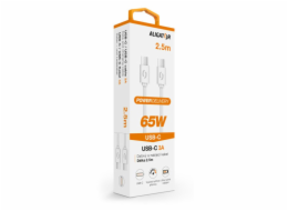 Datový kabel ALIGATOR POWER 65W, USB-C/USB-C 3A, 2,5m bílý