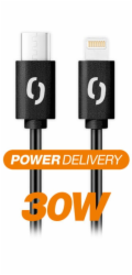 Datový kabel ALIGATOR POWER 30W, USB-C/Lightning 3A, 2,5m černý