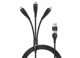 Kabel CONNECT IT Wirez 6in1 2x USB-C, 1x Lightning, 1,25 m, ČERNÝ 2x USB-C, 1x Lightning, 1,25 m, černý