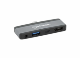 MANHATTAN Dokovací stanice USB-C 4v1, HDMI, USB-C PD 100W, USB-A 3.0, 3.5mm Jack