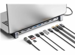 MANHATTAN Dokovací stanice USB-C 10v1, 2xHDMI, USB-C 3.0, USB-C PD 100W, 3xUSB-A 3.0, SD/microSD, RJ45