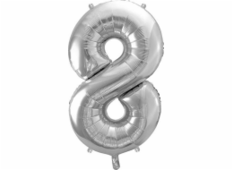 Party Deco Foil balónek Číslo 8, 86cm, stříbrný univerzální
