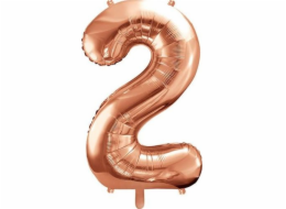 Balloon Fólie večírku Číslo 2, 86 cm, růžové univerzální zlato