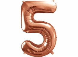 Party Deco Foil balónek číslo 5, 86cm, růžové zlato, univerzální
