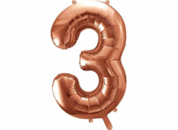Party Deco Foil balónek číslo 3, 86cm, růžové zlato, univerzální