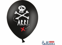 Party Deco Balloons Strong, Pirates, černé s bílou lebkou, 30 cm, 6 ks univerzální