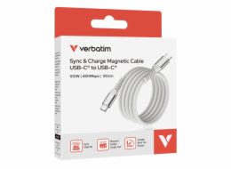 Verbatim USB-C->C magnetický kabel Sync & Charge 100W šedý