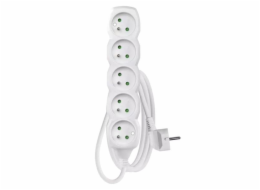 Prodlužovací kabel 1,5m / 5 zásuvek / bílý / PVC / 1mm2
