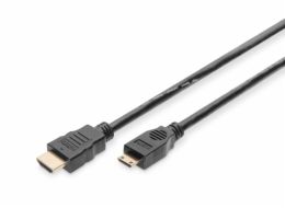 Digitus HDMI 1.3 / 1.2 (C to A) připojovací kabel 2 m, pozl. kontakty, Ultra HD 24p 