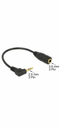 Delock&nbsp;audio&nbsp;stereo&nbsp;kabel&nbsp;2,5&nbsp;mm&nbsp;samec&nbsp;pravoúhlý&nbsp;na&nbsp;3,5&nbsp;mm&nbsp;samice,3&nbsp;pin&nbsp;14&nbsp;cm