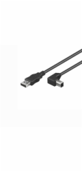 Kabel USB 2.0 A-B 2m, černý, 90° konektor