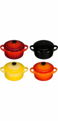 4x1 Le Creuset Mini Braeterset m.Deckel 10x5cm, Feuer u. Flamme