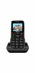 EVOLVEO EasyPhone, mobilní telefon pro seniory s nabíjecím stojánkem, černá