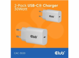 Club3D Nabíječka, USB-C, Power Delivery 15V/2A, 2-pack, bílá