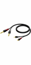 Kabel 2x RCA / Cinch samec - 2x 6,3 mm Mono 3m samec konektor