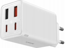 Baseus Rychlonabíječka OS-Baseus GaN6 Pro Fast Charger 2C+2U 65W EU Moon White (s mini bílým kabelem Type-C na Type-C 100W (20V/5A) 1m bílá)
