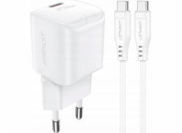 Acefast Nabíječka A77 Mini PD 30W GaN nástěnná nabíječka + kabel USB-C - bílá