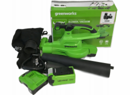 Greenworks 40V foukač/vysavač Greenworks GD40BVIIK, sada 2x nabíječek + 2x 2Ah baterie