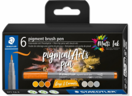Staedtler MultiInk pigmentové umělecké štětcové pero STAEDTLER sada 6 kusů, šedá a karamelová, maloobchod