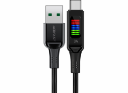 Acefast Kabel USB-A - USB-C 60W s displejem 1,2 m černý Kabel USB-A - USB-C 60W s displejem 1,2 m černý