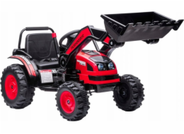 TRITON Baterkový traktor pro děti červený + pohyblivé rameno + dálkové ovládání + pomalý start + FM rádio + LED