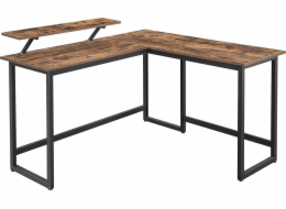 Leobert Stůl Počítačový stůl rohový hnědý ocelový přídavný regál