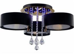 Mdeco Stropní lampa Glamour ELMDRS8006/3 TR BL MDECO kovové SVÍTIDLO s dálkovým ovládáním krystaly zlato-černá