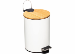 5five Koš na prádlo s bambusovým víkem, MODERN, bílý, 3 l