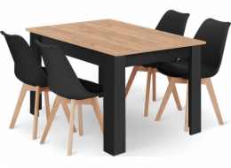Leobert Set obdélníkový stůl 120x80 řemeslný + 4 židle MARK černá