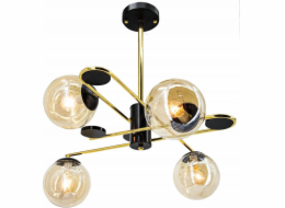 Mdeco Elem Agrafka 6302/4 BL TR závěsná lampa 4x60W E27 černá/zlatá