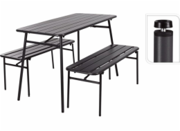 ProGarden 3dílná sada zahradního nábytku ProGarden: stůl a lavice, ocel, šedá