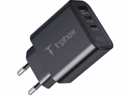 T-Phox Nabíječka FLEXI 40W 2xUSB-C/USB ČERNÁ