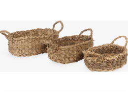 Giftdecor Dárkové dekorace Košíky z mořské trávy Oválné GOW, 3 kusy