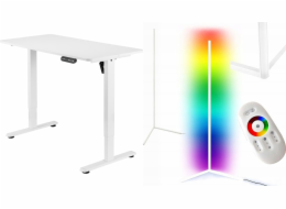 Mozos Desk Mozos ED PRO WH Desk White 120 cmx60 cm + Rohová stojací lampa LC-RGB LED White
