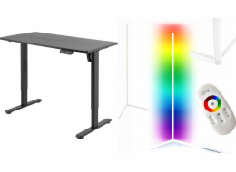 Mozos Desk Mozos ED-PRO Desk Black 120 cm x 60 cm + Rohová stojací lampa LC-RGB LED White