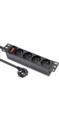 Qoltec PDU napájecí lišta pro 10" RACK | 1U | 16A | 4xfrancouzská | 1,8m
