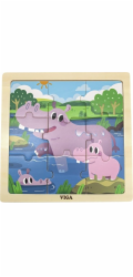 Dřevěné puzzle pro nejmenší Viga 9 ks Hroch