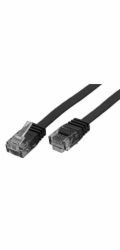 Patch kabel UTP cat 6, 0,5m plochý - černý