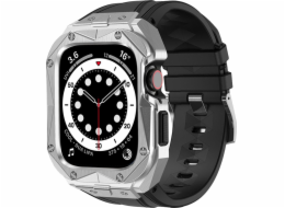 Kingxbar Kingxbar CYF140 2v1 pancéřové pouzdro pro Apple Watch SE, 6, 5, 4 (44 mm) vyrobené z nerezové oceli se stříbrným páskem