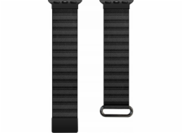 Crong  Eclipse – Apple Watch magnetický kožený řemínek 42/44/45/49 mm (černý)