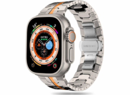 Tech-Protect Řemínek z nerezové oceli pro Apple Watch 4/5/6/7/8/9/SE/Ultra 1/2 42/44/45/49mm titan/oranžový