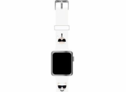Karl Lagerfeld Řemínek Karl Lagerfeld KLAWLSLCKW pro Apple Watch 42/44/45mm bílý/bílý silikonový řemínek s hlavicemi Karl & Choupette