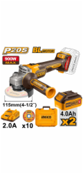 Ingco CAGLI211542 aku úhlová bruska 115mm vč. 2ks baterie a nabíječky