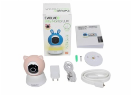 EVOLVEO Baby Monitor LUX- Chytrá 360° videochůvička s nočním viděním, detekcí pláče a pohybu, růžová