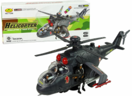 Leantoys Import Helicopter Obrovská křídla Světla Černá Zvuk Otáčí se
