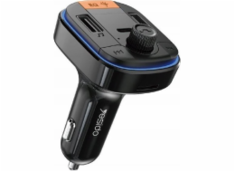 Yesido bluetooth adaptér yesido BT5.0 - FM vysílač Y45 43W LED USB-2xA+C + MicroSD, ČERNÁ / ČERNÁ