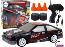 LeanToys Sportovní auto na dálkové ovládání R/C 1:24 Černá s vyměnitelnými koly